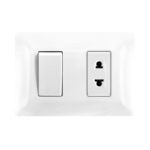 INTERRUPTOR SIMPLE CON TOMACORRIENTE SIMPLE EMPOTRAR - DELUXE