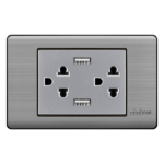 TOMACORRIENTE DOBLE CON TIERRA MÁS TOMA DOBLE USB EMPOTRAR - PLATINIUM