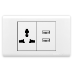 TOMACORRIENTE UNIVERSAL MÁS TOMA DOBLE USB EMPOTRAR - PLATINIUM