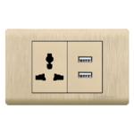 TOMACORRIENTE UNIVERSAL MÁS TOMA DOBLE USB EMPOTRAR - PLATINIUM