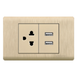 TOMACORRIENTE CON TIERRA MÁS TOMA DOBLE USB EMPOTRAR - PLATINIUM