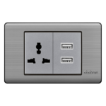 TOMACORRIENTE UNIVERSAL MÁS TOMA DOBLE USB EMPOTRAR - PLATINIUM