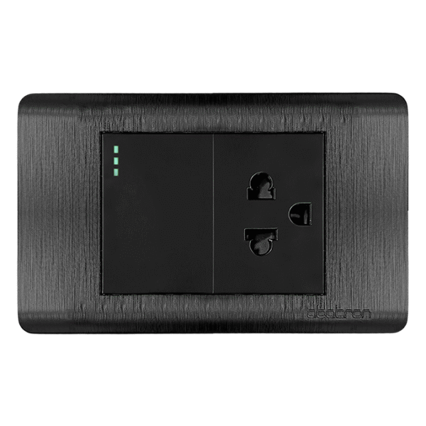 INTERRUPTOR SIMPLE MÁS TOMACORRIENTE CON TIERRA EMPOTRAR - PLATINIUM