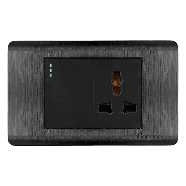 INTERRUPTOR SIMPLE MÁS TOMACORRIENTE UNIVERSAL EMPOTRAR - PLATINIUM