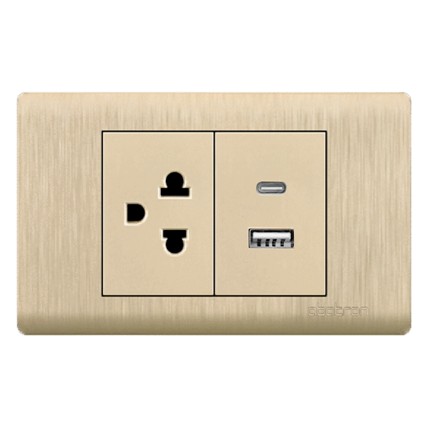 TOMACORRIENTE CON TIERRA MÁS TOMA DOBLE USB EMPOTRAR - PLATINIUM