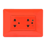 TOMACORRIENTE DOBLE CON TIERRA COLOR NARANJA EMPOTRAR - DELUXE